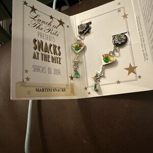 NWT Lunch at the Ritz “Snacks at the Ritz” Martini Dangle Earrings